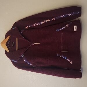 Hooey Sherpa Pullover Bergundy with Aztec Accents